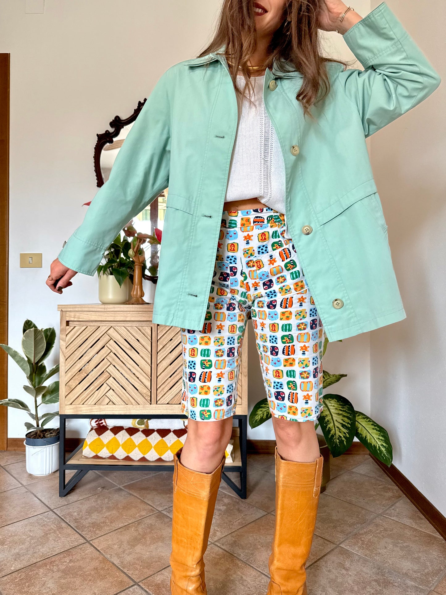 1990's vintage robins eggs blue cotton blend trench coat with double collar detail