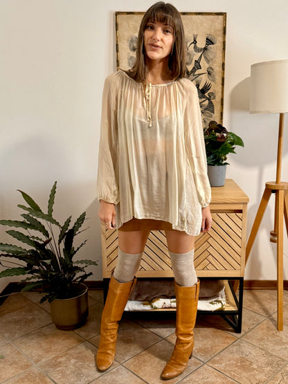 1990's vintage sheer cream silk blend oversize blouse