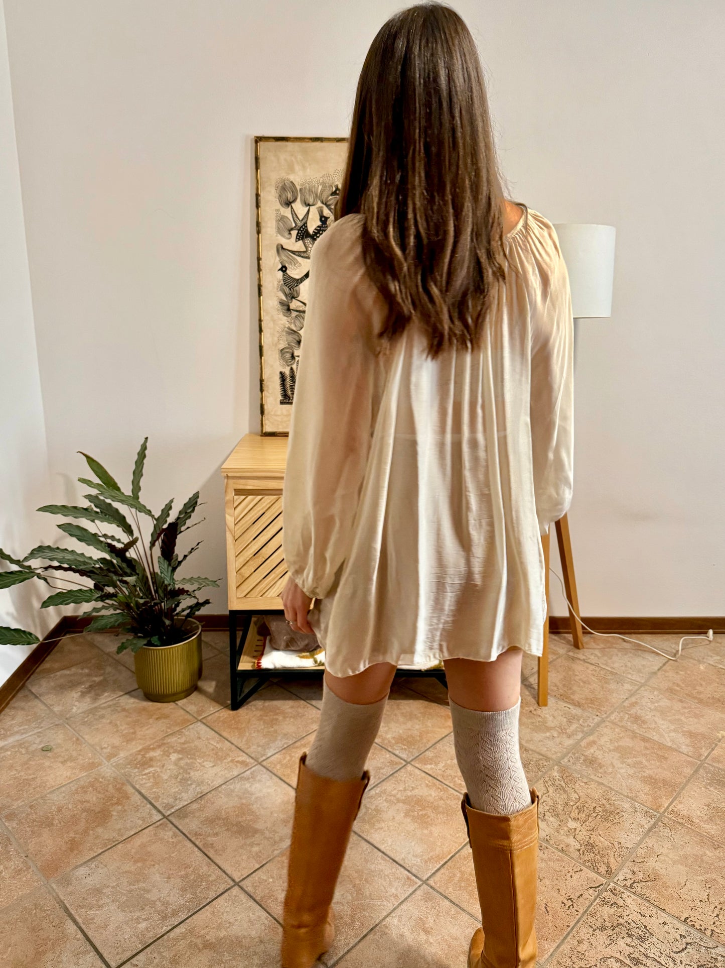 1990's vintage sheer cream silk blend oversize blouse