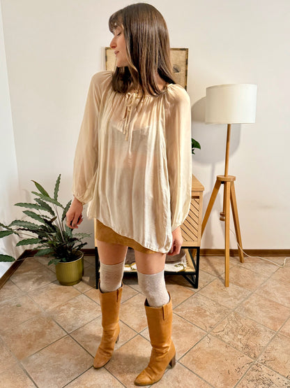 1990's vintage sheer cream silk blend oversize blouse