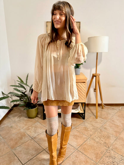 1990's vintage sheer cream silk blend oversize blouse