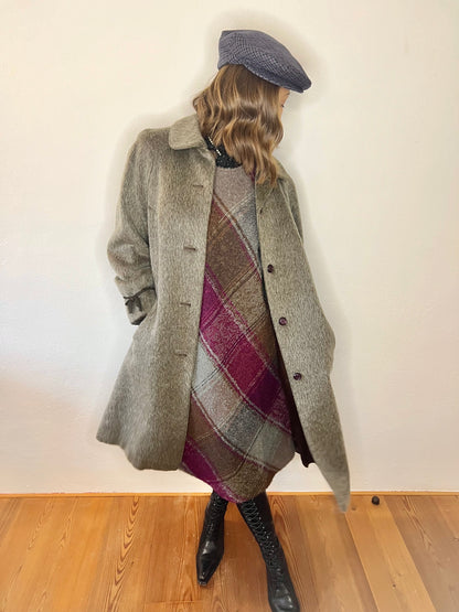 1960's vintage brown mohair coat with brown bow details