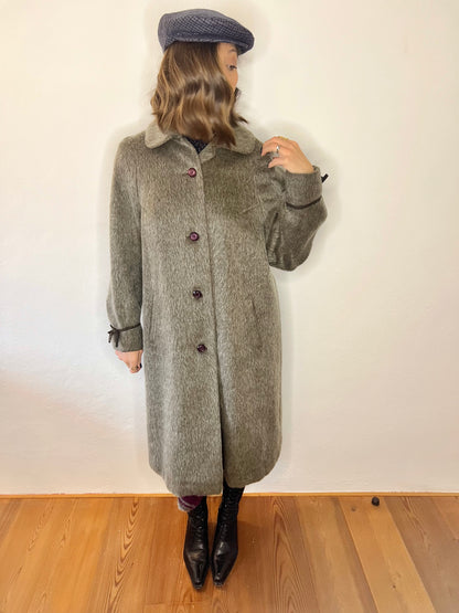 1960's vintage brown mohair coat with brown bow details