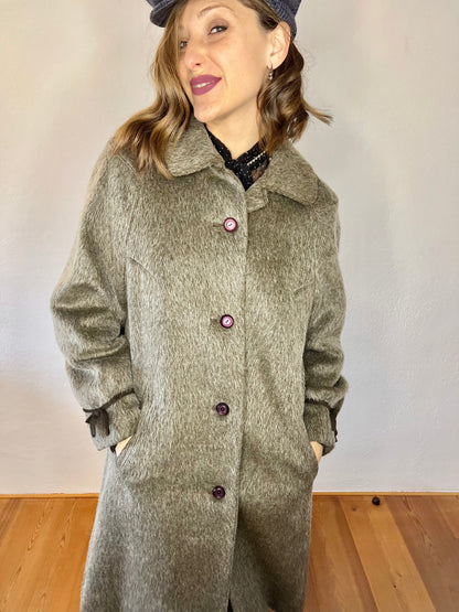 1960's vintage brown mohair coat with brown bow details