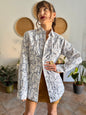1990's vintage white pearl snap wester shirt with navy floral print