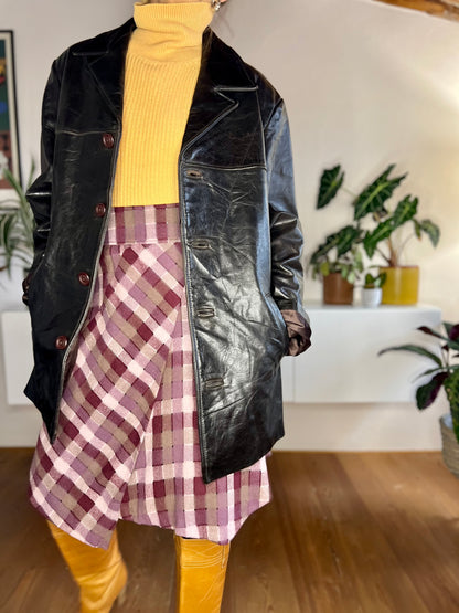 1970's vintage chocolate brown leather coat