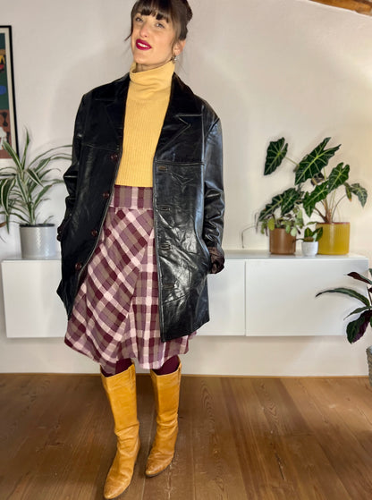 1970's vintage chocolate brown leather coat