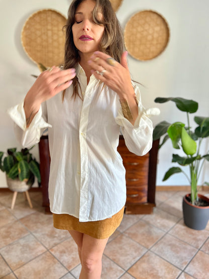 1970's vintage cream oversize button down shirt
