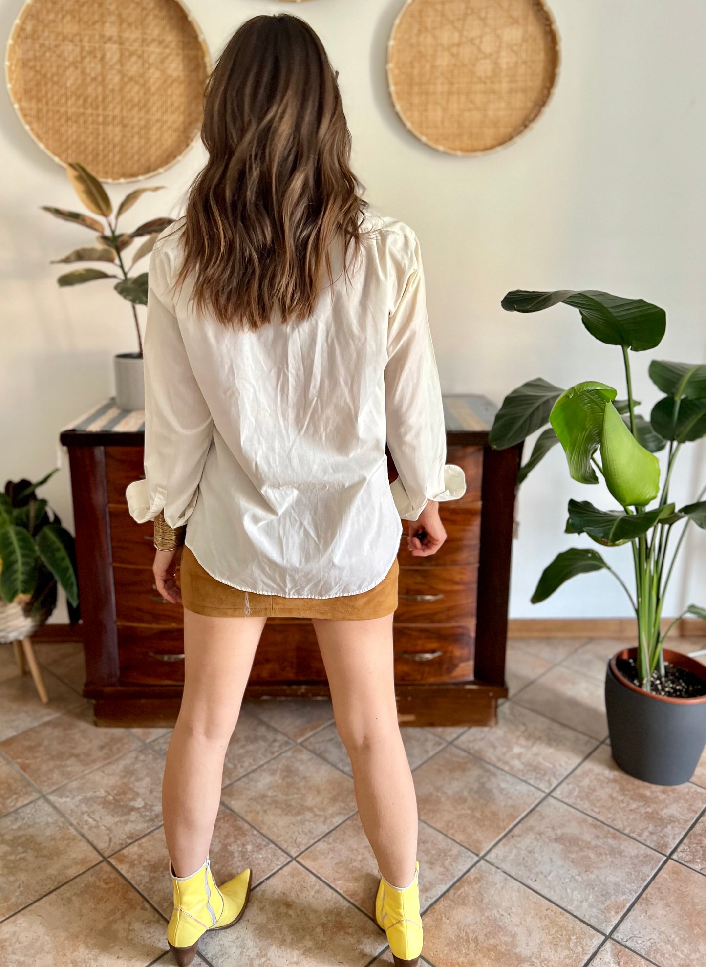 1970's vintage cream oversize button down shirt