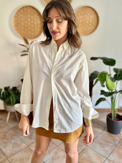 1970's vintage cream oversize button down shirt