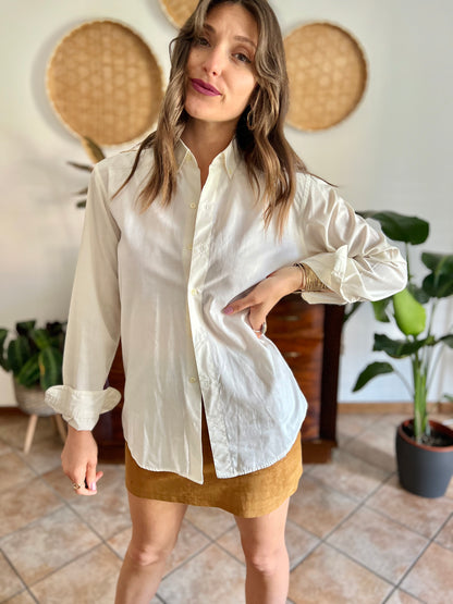 1970's vintage cream oversize button down shirt