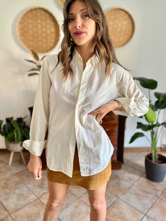 1970's vintage cream oversize button down shirt