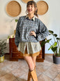 1990's vintage multitonal blue and brown geometric knit pullover