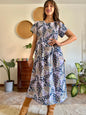 1990's vintage blue, purple and pink floral maxi dress