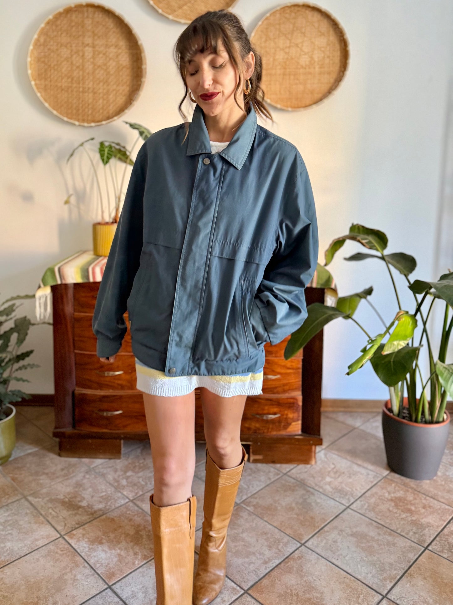 1970's vintage oversize blue utility jacket