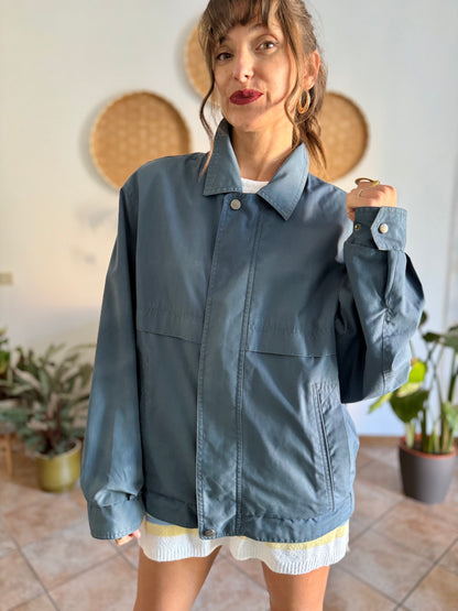 1970's vintage oversize blue utility jacket