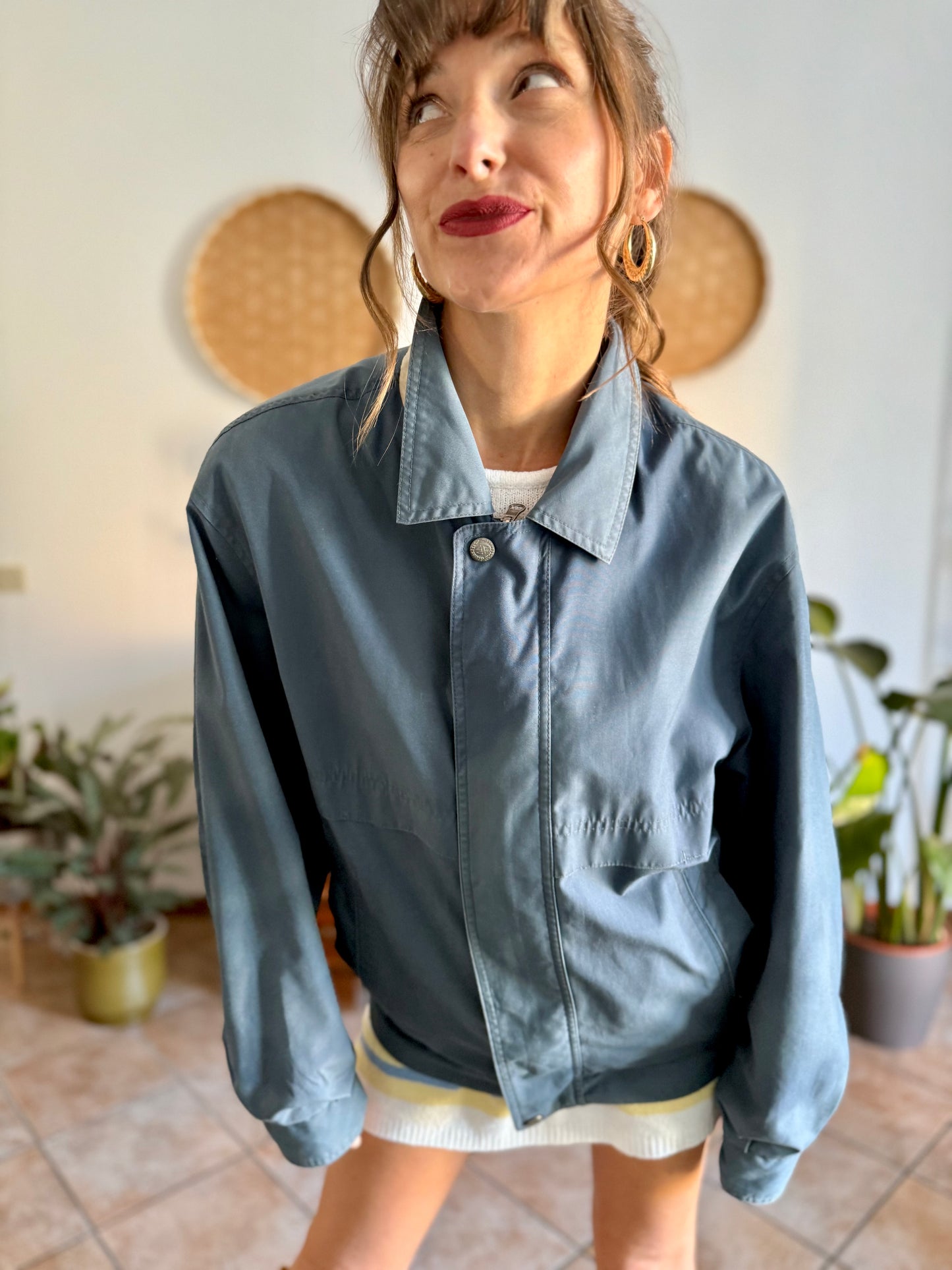 1970's vintage oversize blue utility jacket