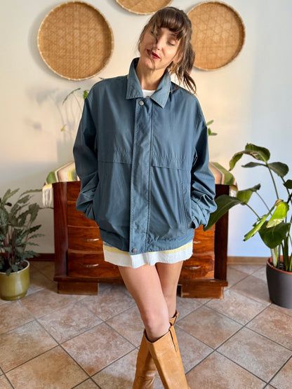 1970's vintage oversize blue utility jacket