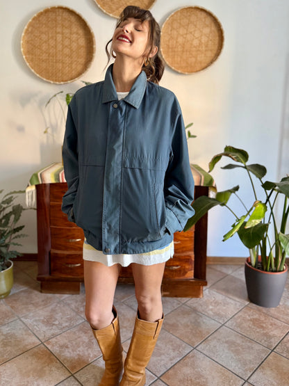 1970's vintage oversize blue utility jacket