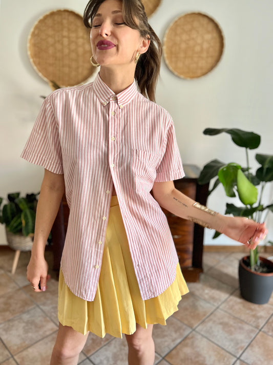 1970's vintage oversize pink and white stripe shirt