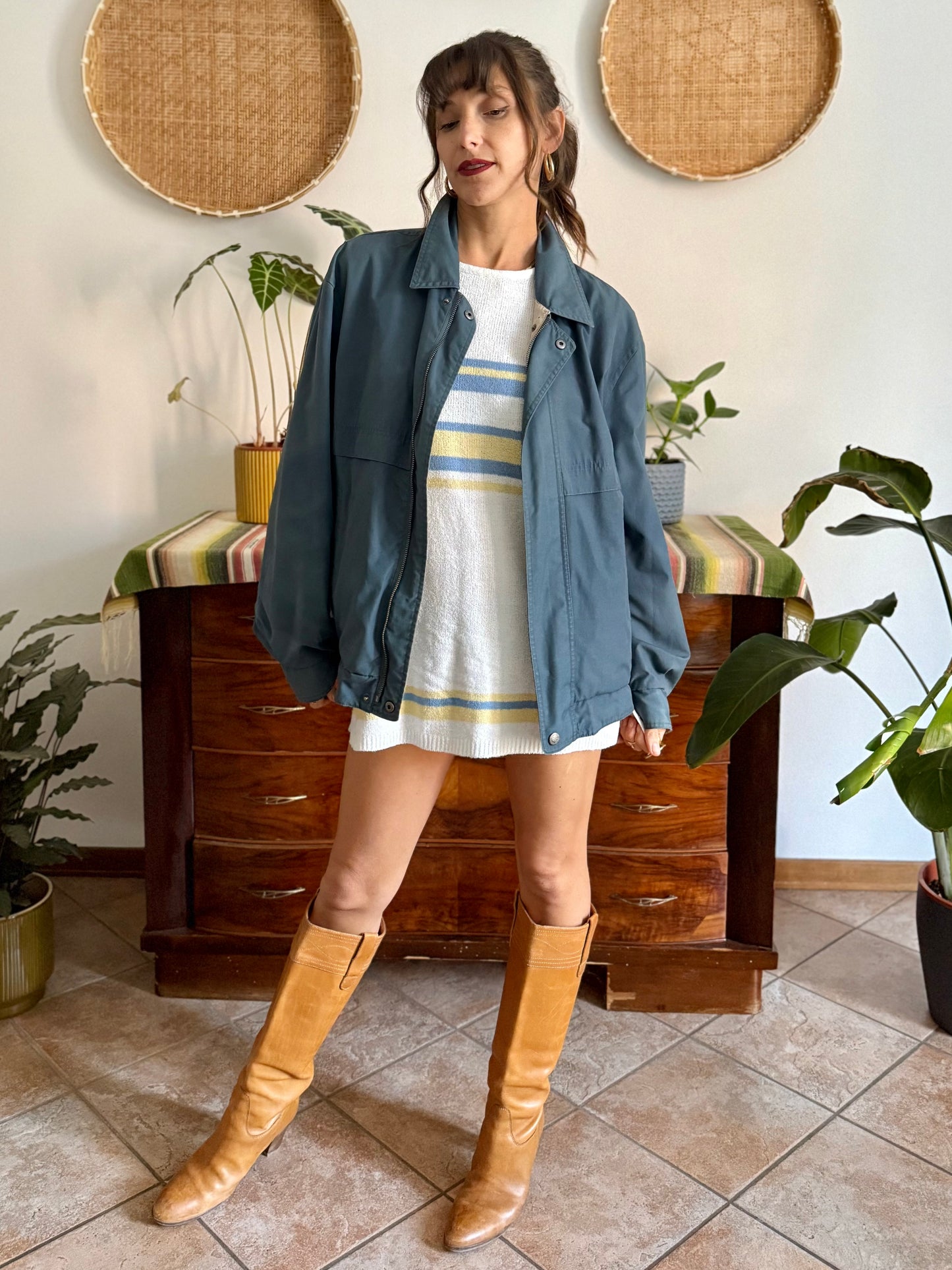 1970's vintage oversize blue utility jacket