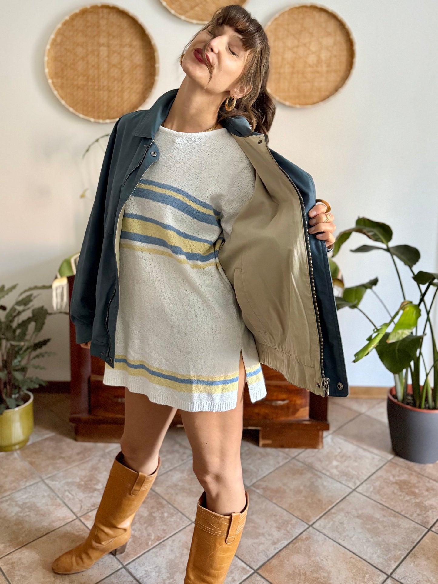 1970's vintage oversize blue utility jacket