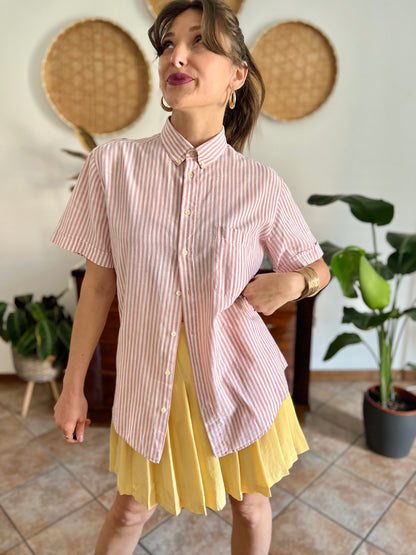 1970's vintage oversize pink and white stripe shirt