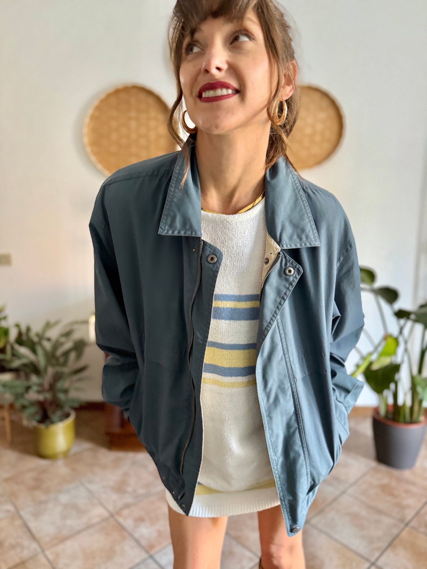 1970's vintage oversize blue utility jacket