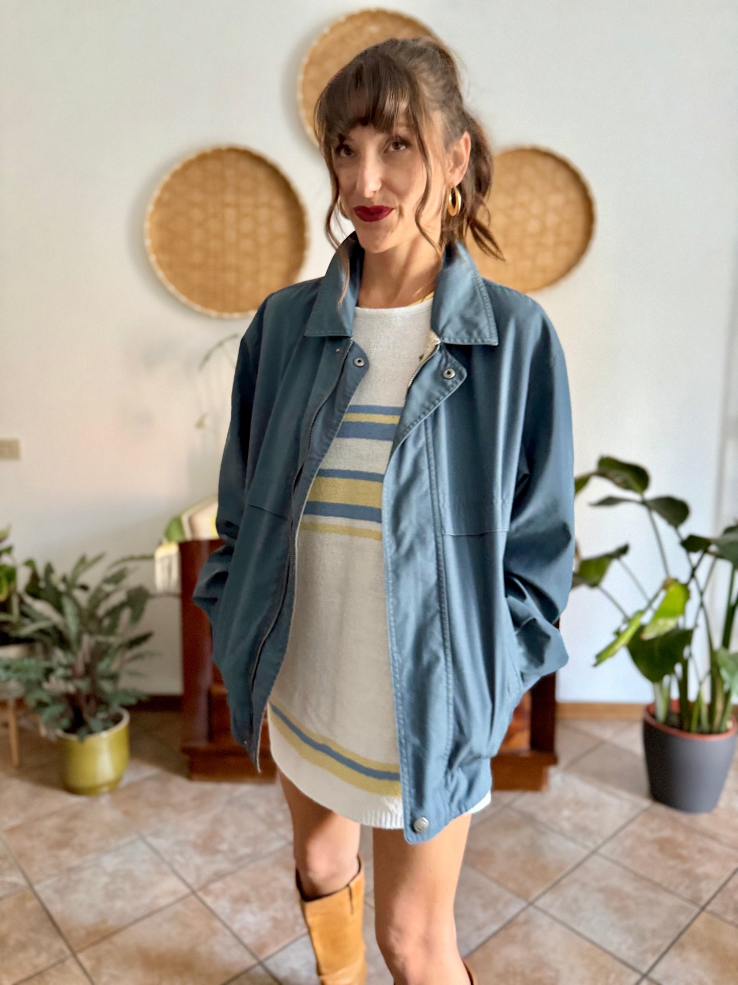 1970's vintage oversize blue utility jacket