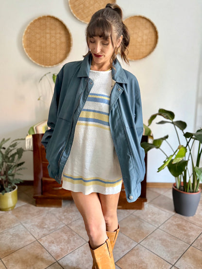 1970's vintage oversize blue utility jacket