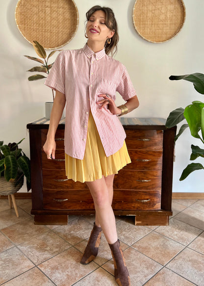 1970's vintage oversize pink and white stripe shirt