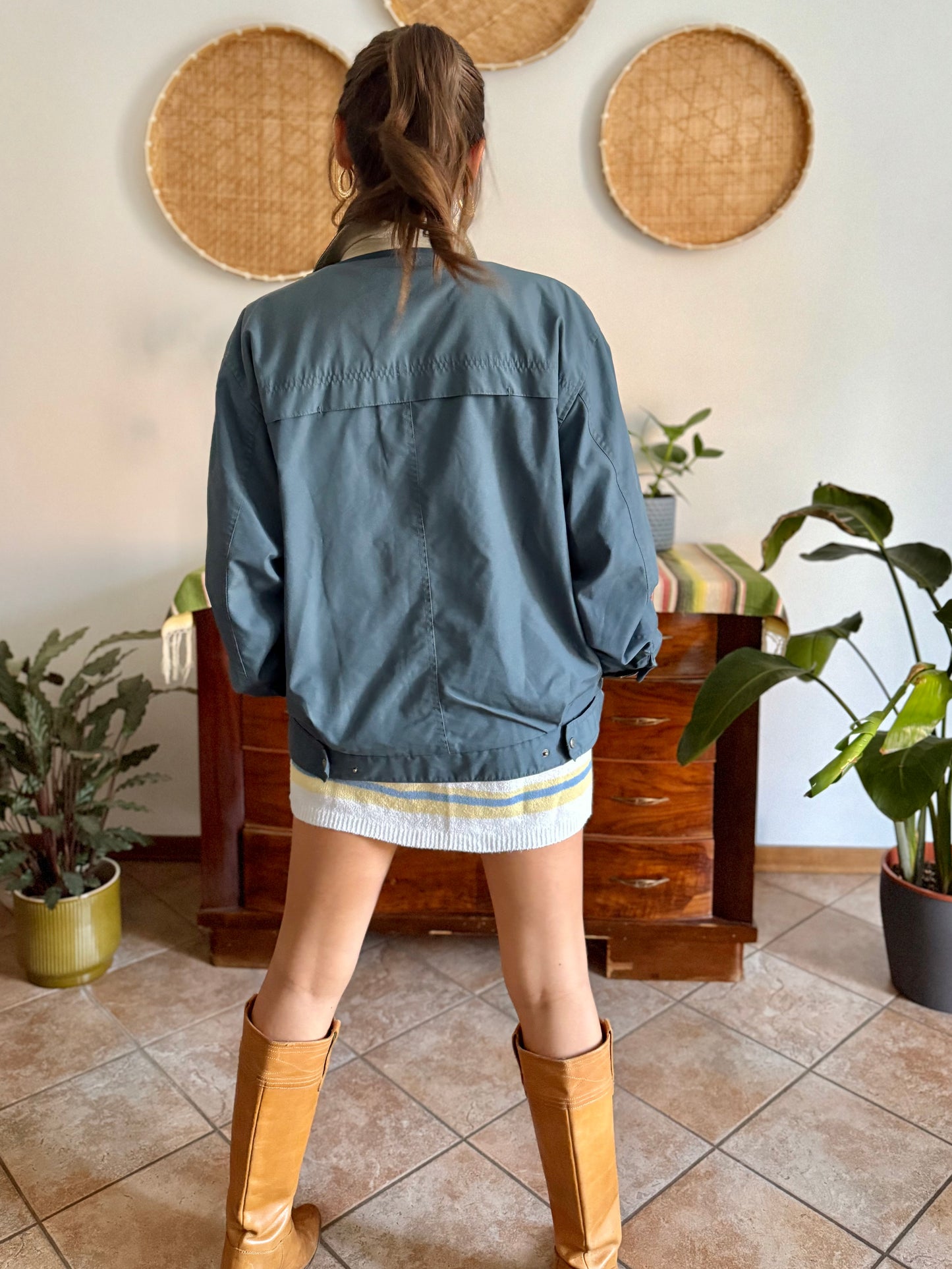 1970's vintage oversize blue utility jacket