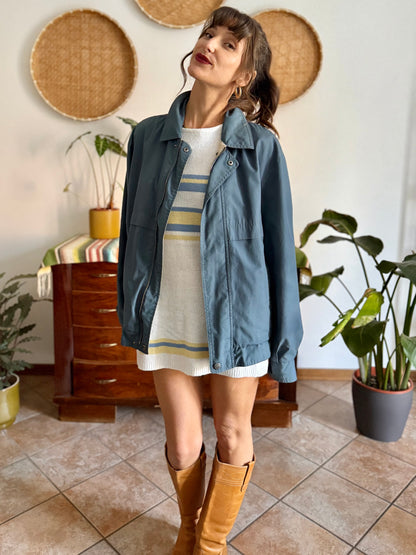 1970's vintage oversize blue utility jacket