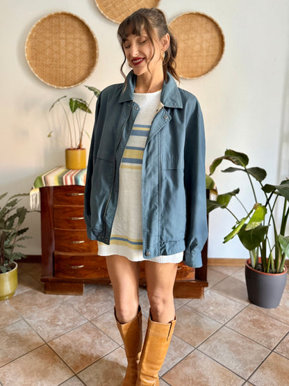 1970's vintage oversize blue utility jacket