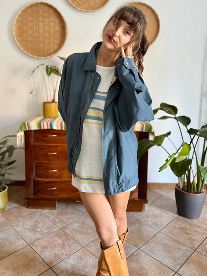 1970's vintage oversize blue utility jacket