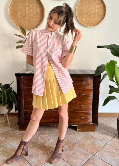 1970's vintage oversize pink and white stripe shirt