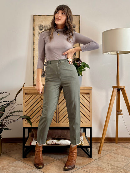 1970's vintage military green tailored wool trousers