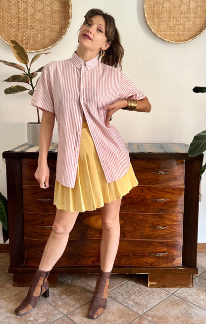 1970's vintage oversize pink and white stripe shirt