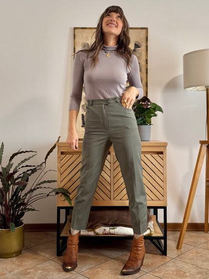 1970's vintage military green tailored wool trousers