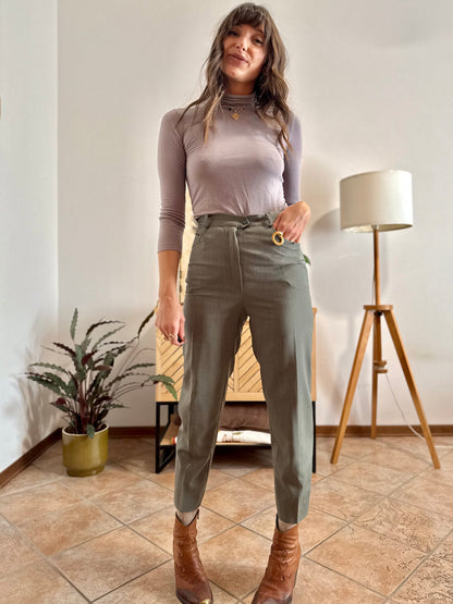 1970's vintage military green tailored wool trousers