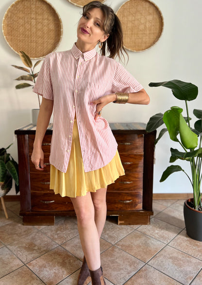 1970's vintage oversize pink and white stripe shirt