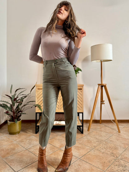 1970's vintage military green tailored wool trousers