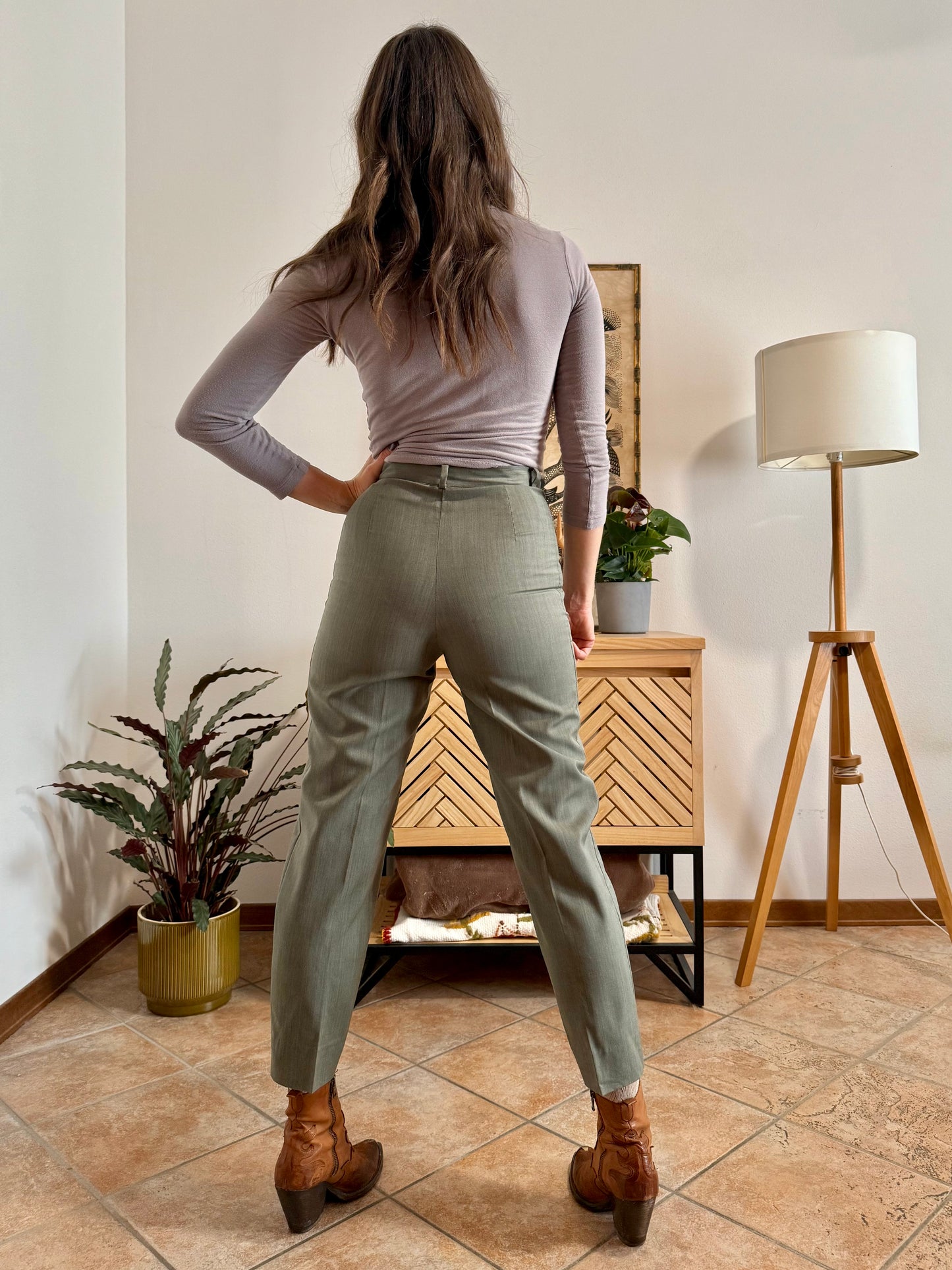 1970's vintage military green tailored wool trousers