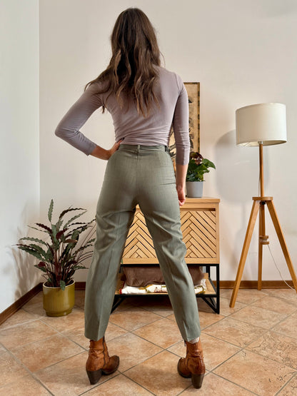 1970's vintage military green tailored wool trousers