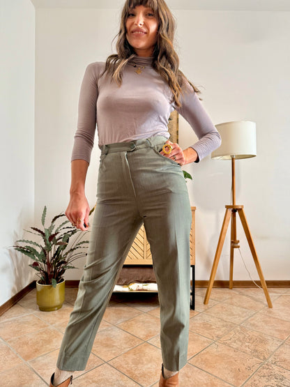 1970's vintage military green tailored wool trousers