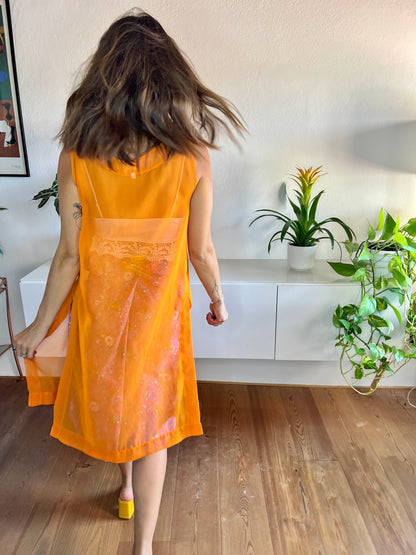 1970's vintage sheer orange tunic