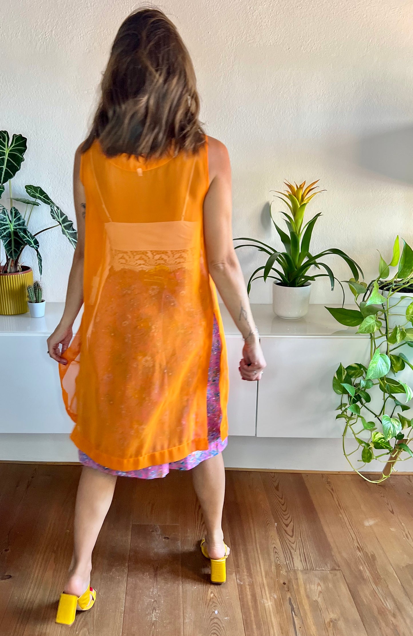 1970's vintage sheer orange tunic