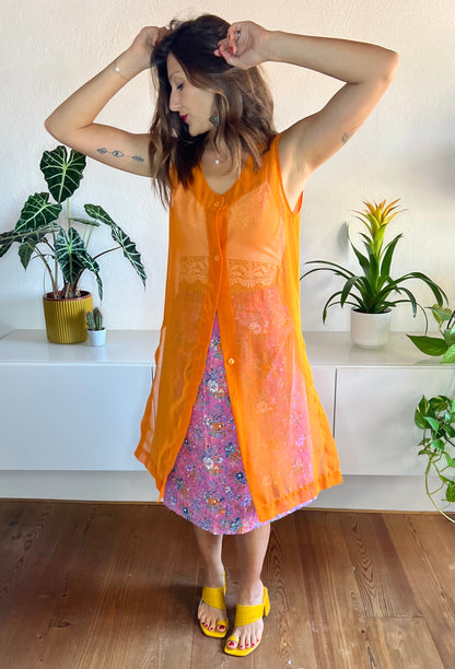 1970's vintage sheer orange tunic