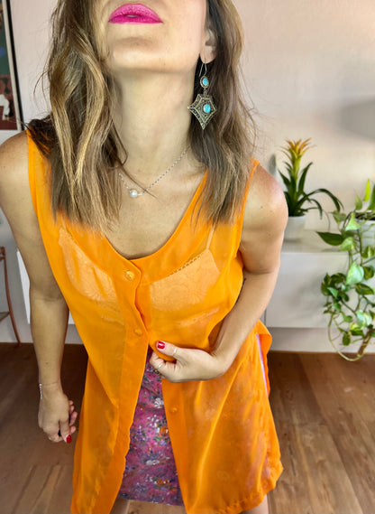 1970's vintage sheer orange tunic