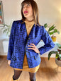 1980's vintage purple and black wool houndstooth blazer